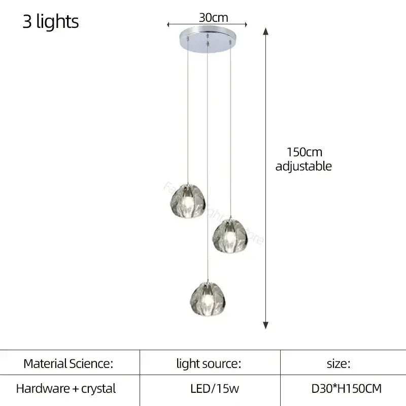 Modern teardrop crystal led chandelier living room pendant light