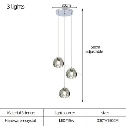 Modern teardrop crystal led chandelier living room pendant light