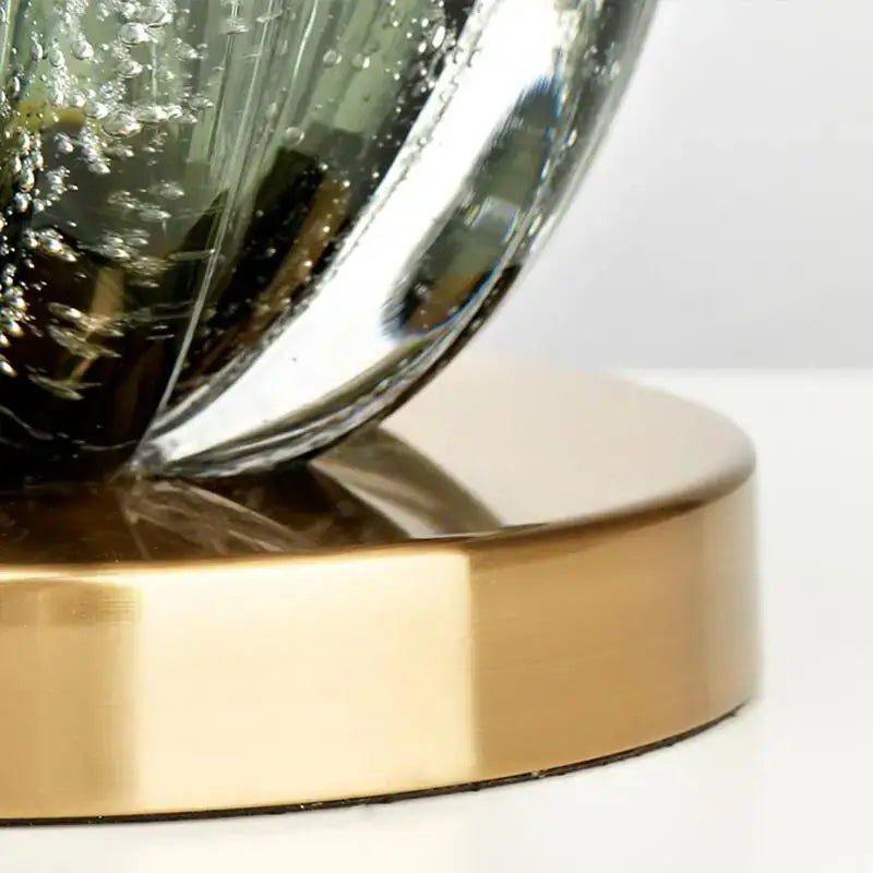 Modern teardrop textured green & gold glass table lamp bedroom