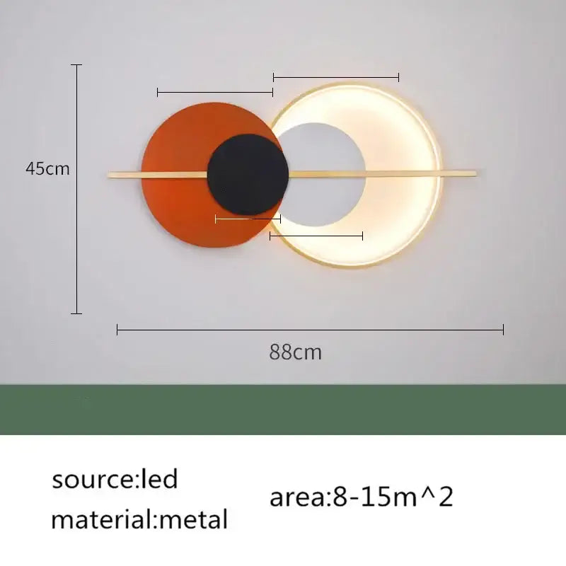 Modern terracotta and black circular wall lamp bedroom light