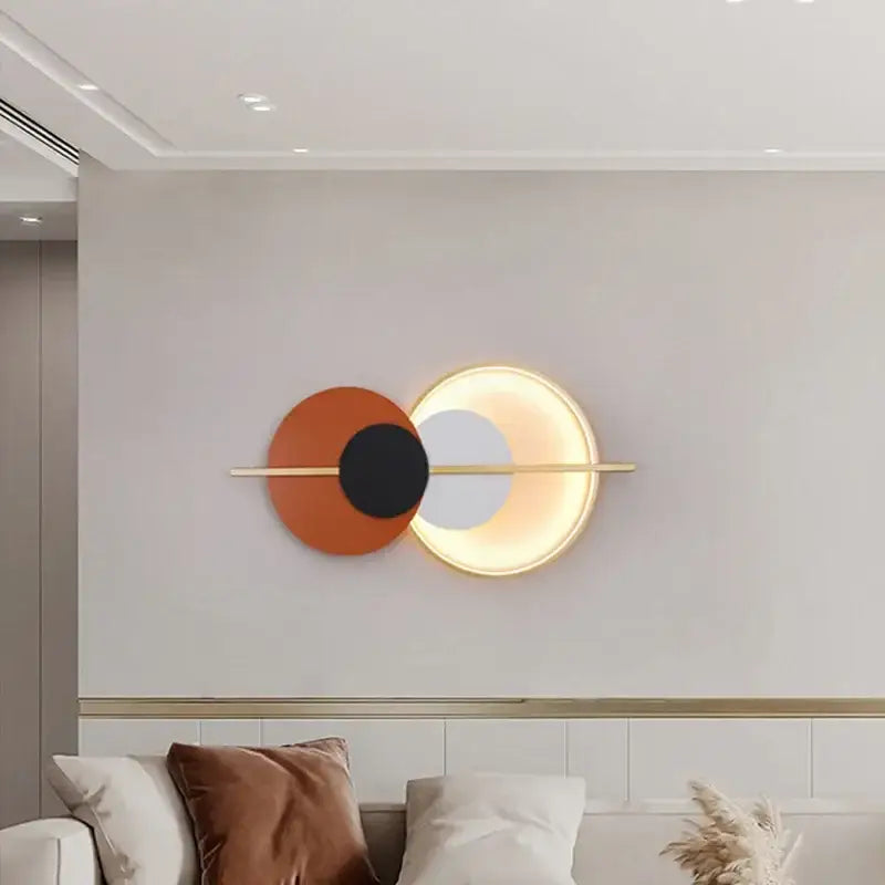 Modern terracotta and black circular wall lamp bedroom light