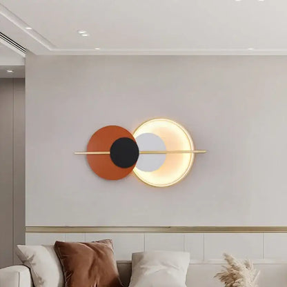 Modern terracotta and black circular wall lamp bedroom light