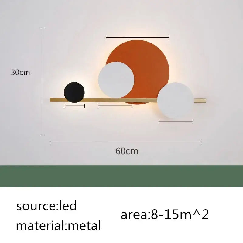 Modern terracotta and black circular wall lamp bedroom light