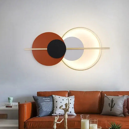 Modern terracotta and black circular wall lamp bedroom light