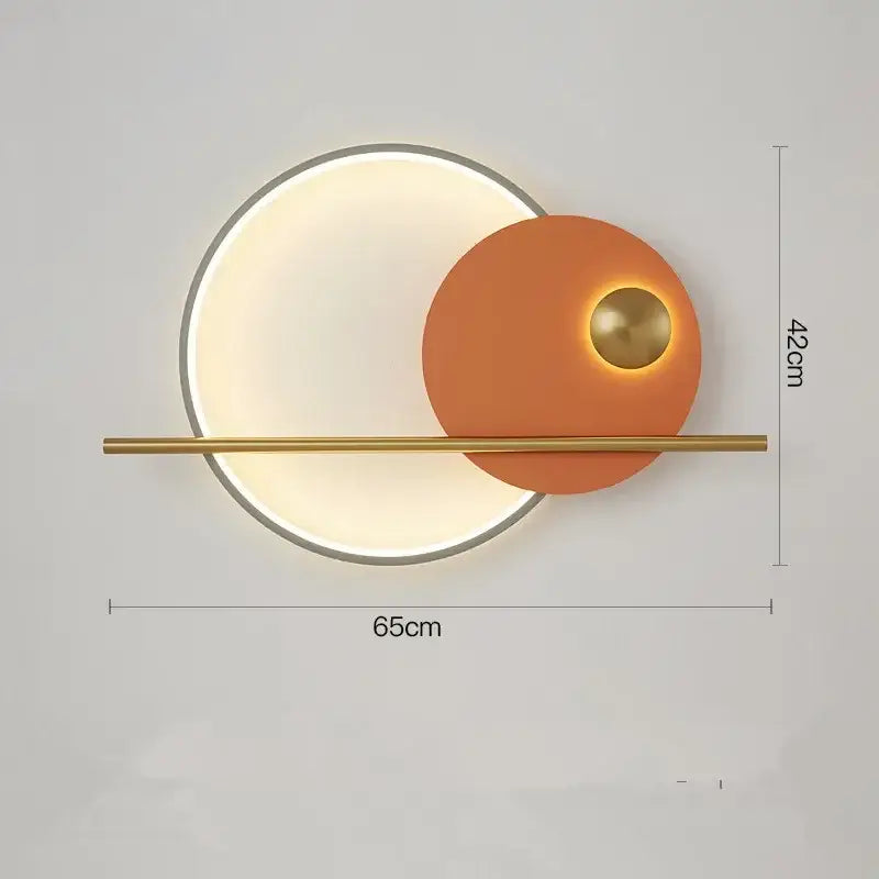 Modern terracotta and black circular wall lamp bedroom light