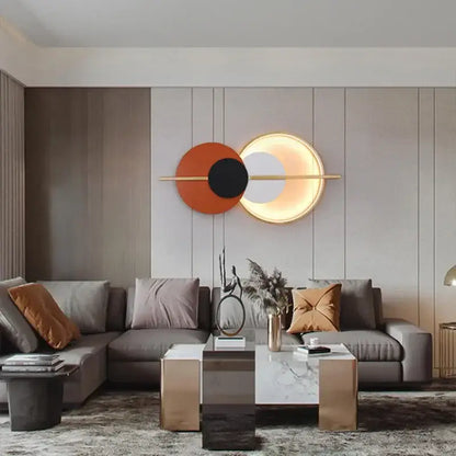 Modern terracotta and black circular wall lamp bedroom light
