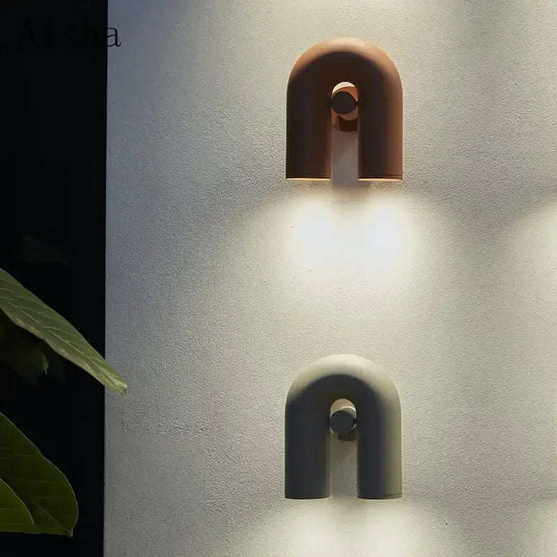Modern terracotta & gray ceramic led u-shaped wall lamp bedroom