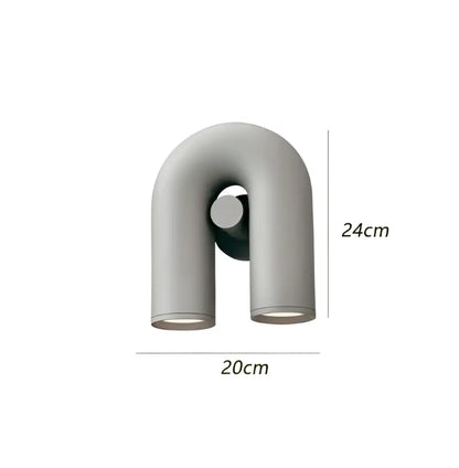 Modern terracotta & gray ceramic led u-shaped wall lamp bedroom