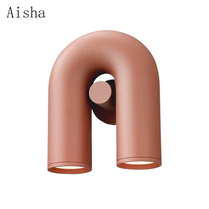 Modern terracotta & gray ceramic led u-shaped wall lamp bedroom