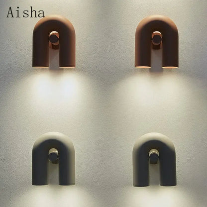 Modern terracotta & gray ceramic led u-shaped wall lamp bedroom