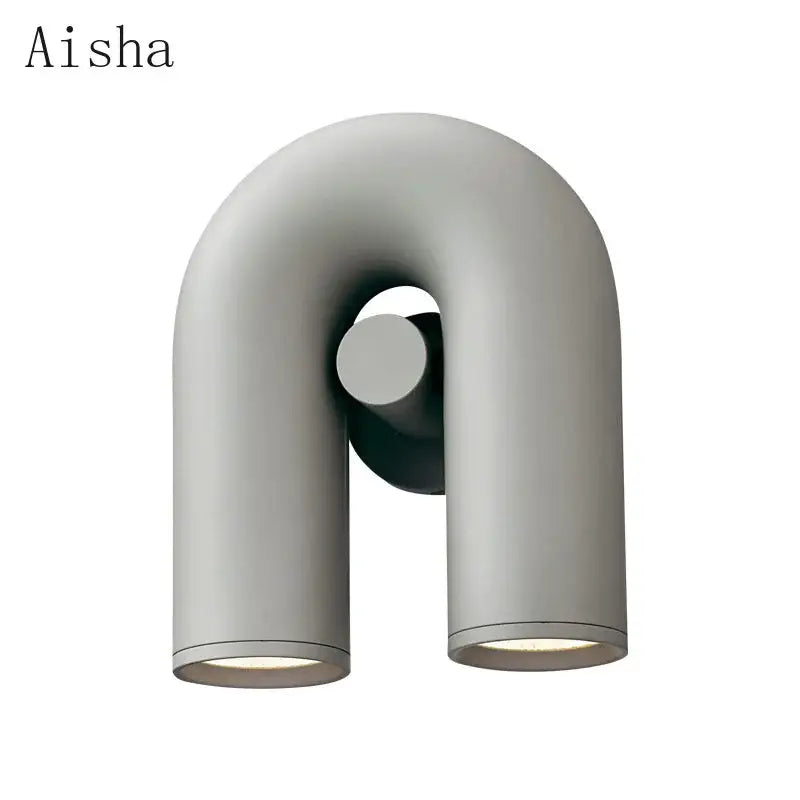 Modern terracotta & gray ceramic led u-shaped wall lamp bedroom
