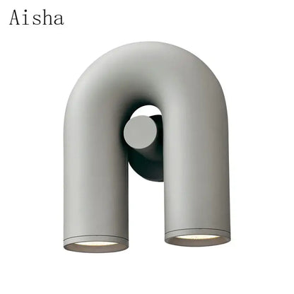 Modern terracotta & gray ceramic led u-shaped wall lamp bedroom