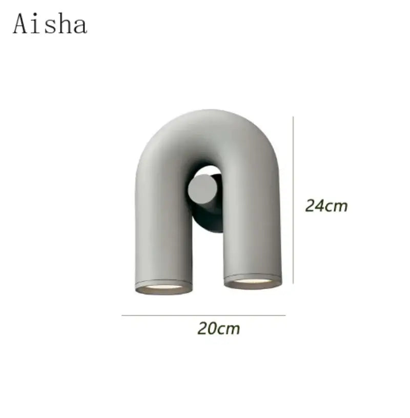 Modern terracotta & gray ceramic led u-shaped wall lamp bedroom