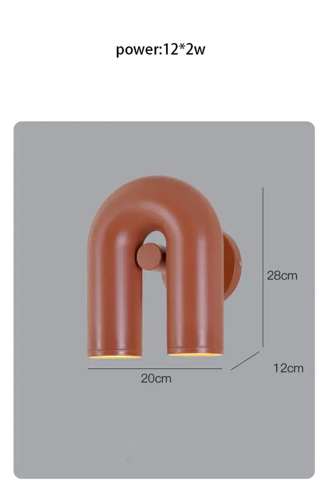 Modern terracotta led u-shaped wall lamp for living room lighting