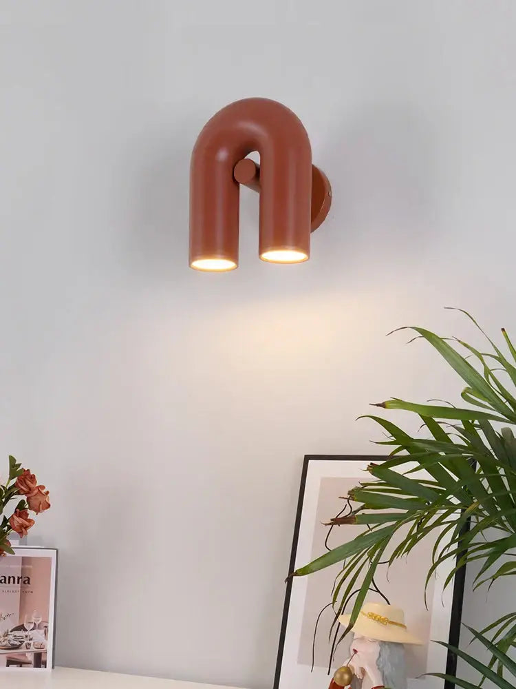 Modern terracotta led u-shaped wall lamp for living room lighting