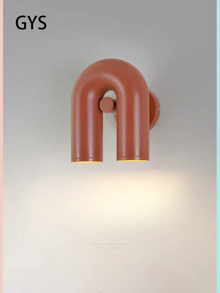 Modern terracotta led u-shaped wall lamp for living room lighting