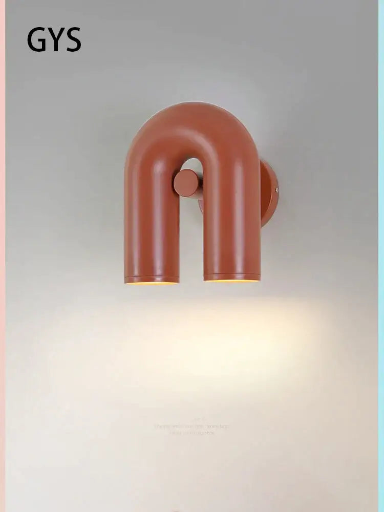 Modern terracotta led u-shaped wall lamp for living room staircase