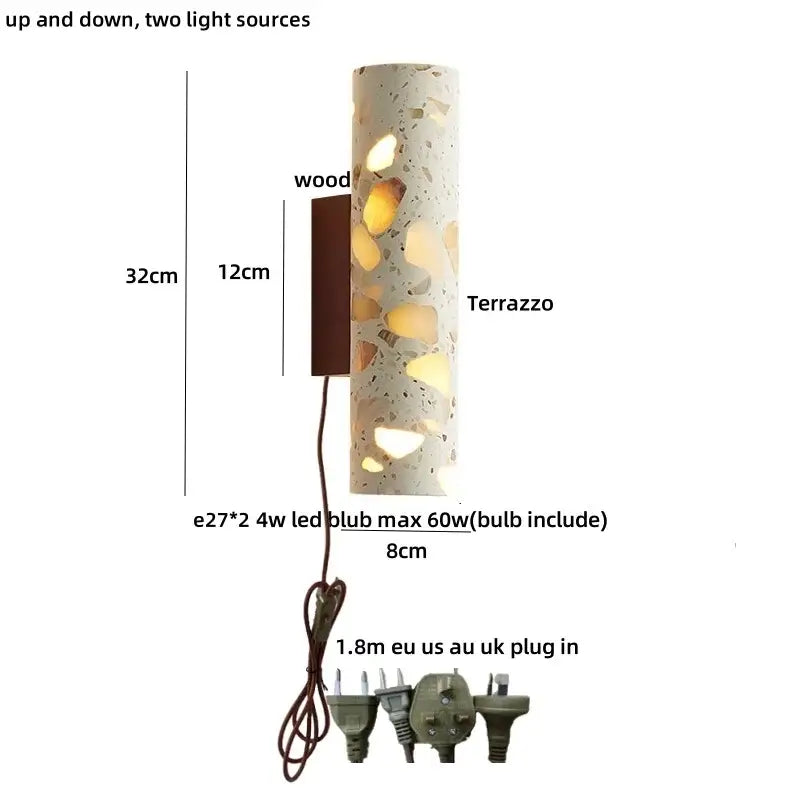 Modern terrazzo concrete led wall sconce bathroom light
