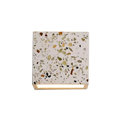 Modern terrazzo square wall light bedroom e26 e27 speckled sconce