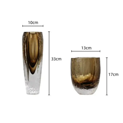 Modern textured brown glazed glass vase living room decor ornament