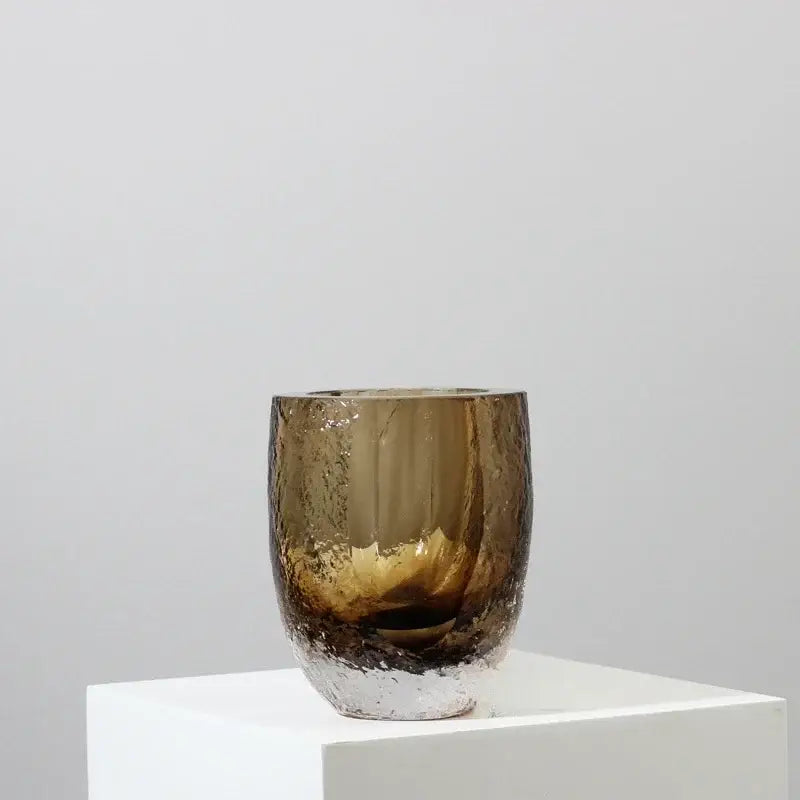 Modern textured brown glazed glass vase living room decor ornament