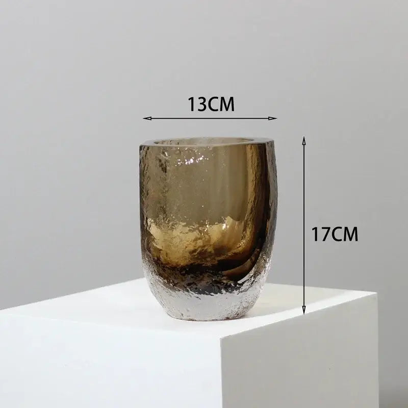 Modern textured brown glazed glass vase living room decor ornament