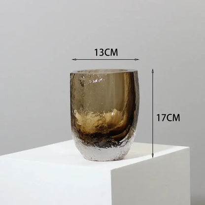 Modern textured brown glazed glass vase living room decor ornament