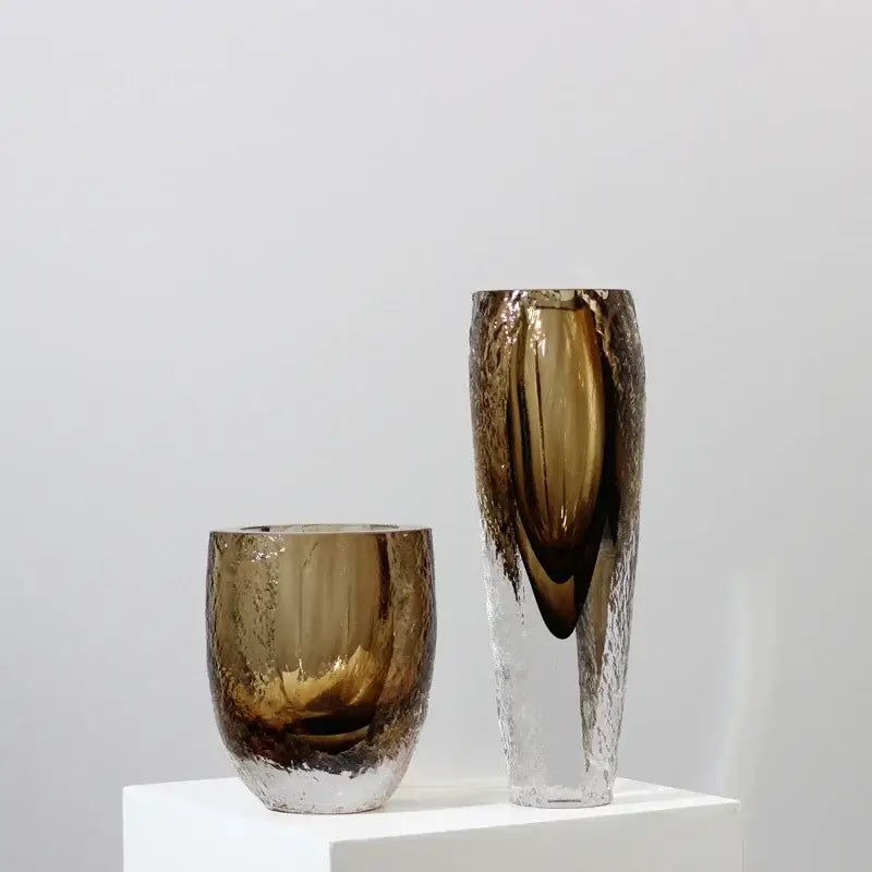 Modern textured brown glazed glass vase living room decor ornament