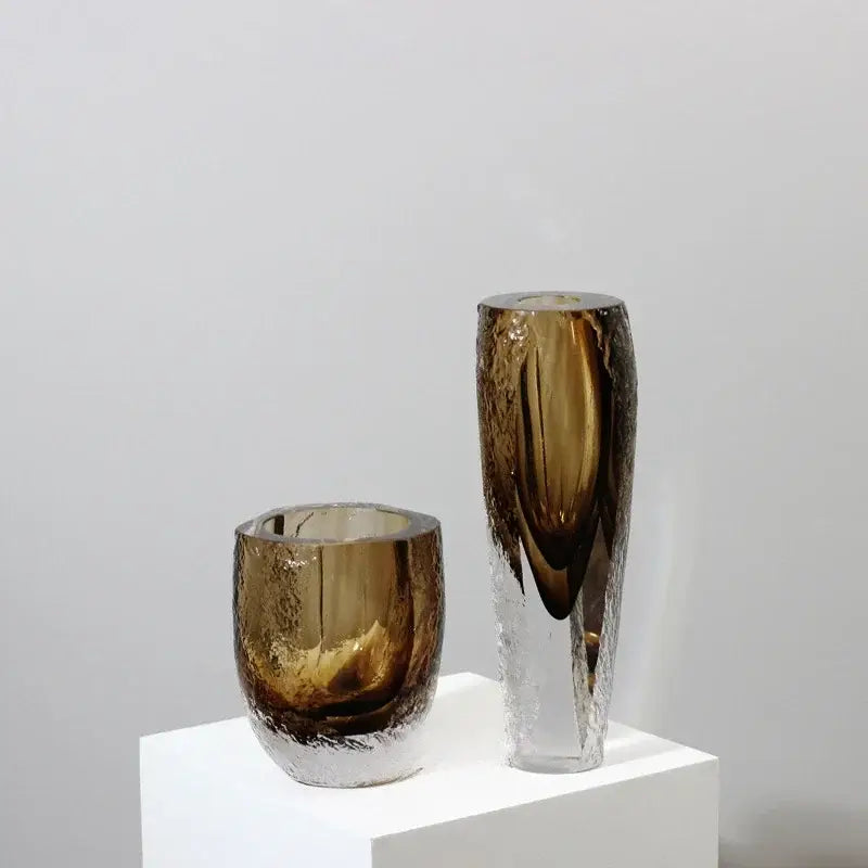 Modern textured brown glazed glass vase living room decor ornament