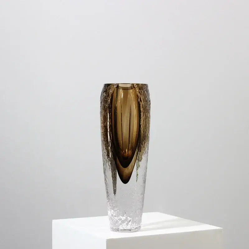 Modern textured brown glazed glass vase living room decor ornament