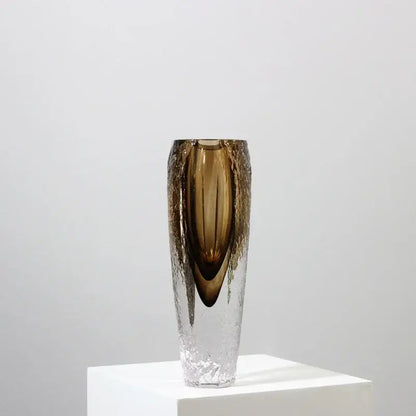 Modern textured brown glazed glass vase living room decor ornament