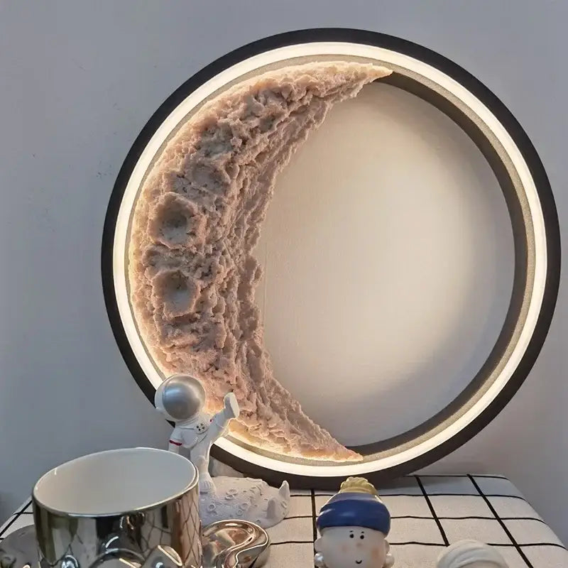 Modern textured crescent moon wall lamp for bedroom