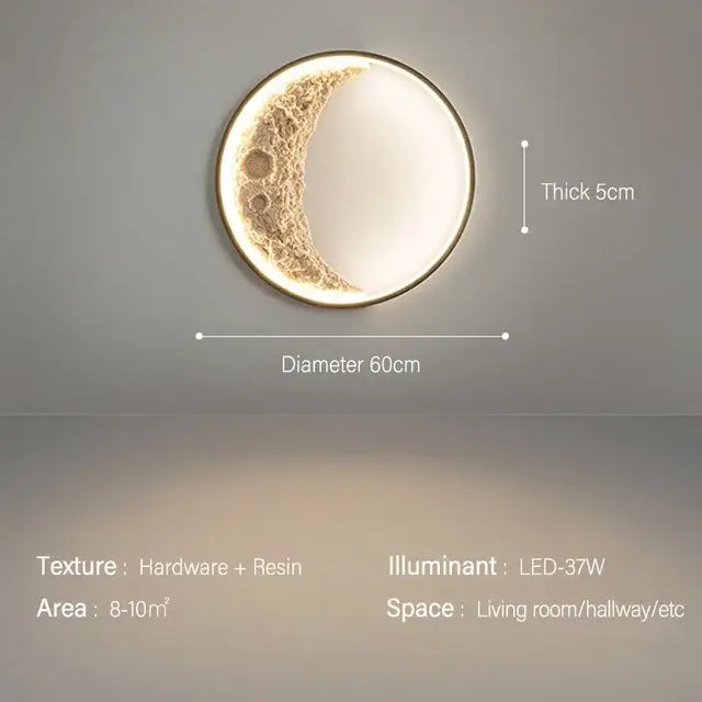 Modern textured crescent moon wall lamp for bedroom