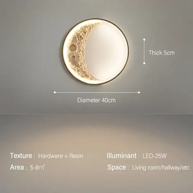 Modern textured crescent moon wall lamp for bedroom