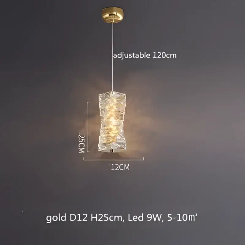 Modern textured crystal led pendant light dining room warm illumination