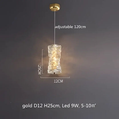 Modern textured crystal led pendant light dining room warm illumination