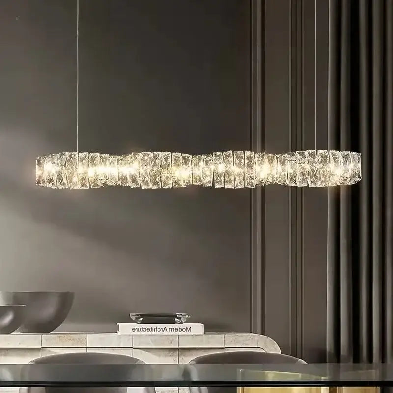 Modern textured crystal led pendant light dining room warm illumination