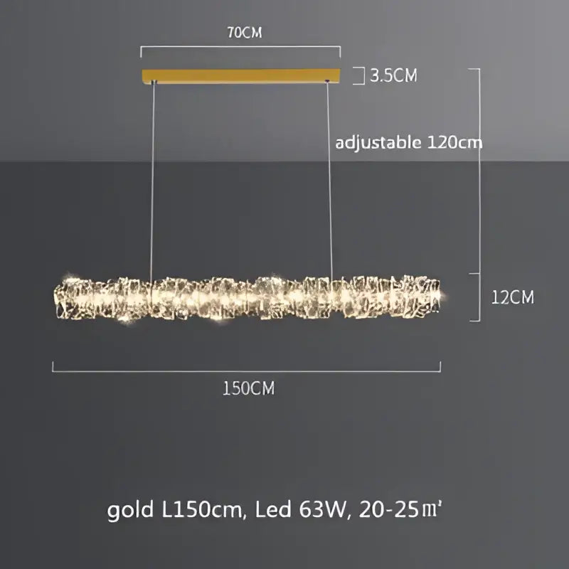 Modern textured crystal led pendant light dining room warm illumination