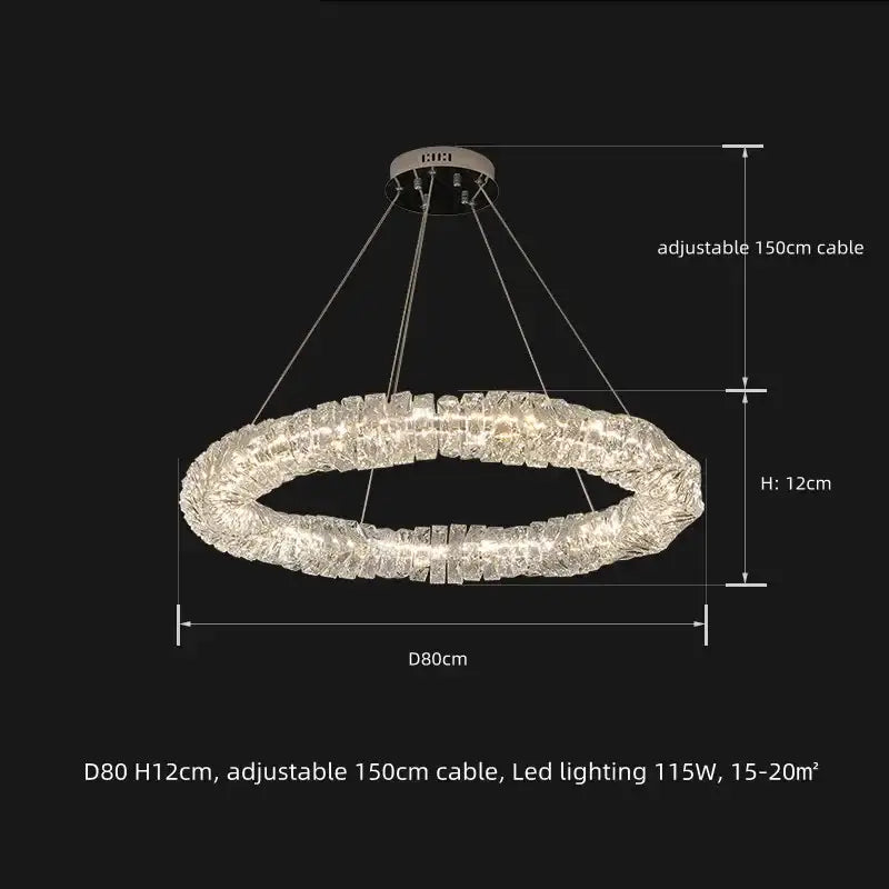 Modern textured crystal led pendant light dining room warm illumination