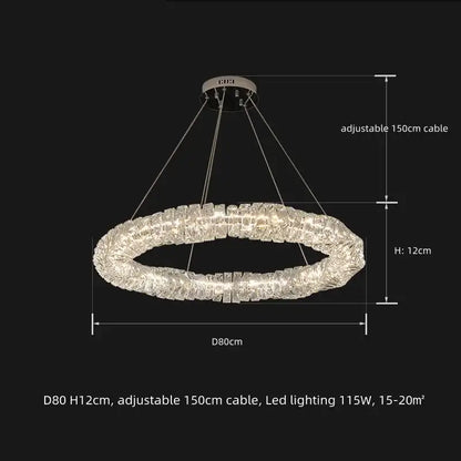 Modern textured crystal led pendant light dining room warm illumination