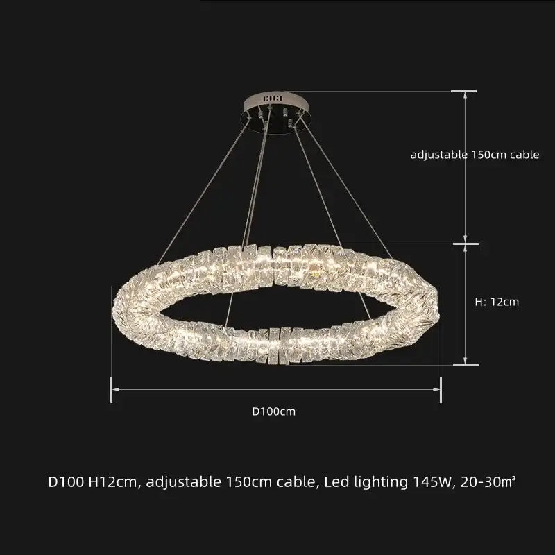 Modern textured crystal led pendant light dining room warm illumination