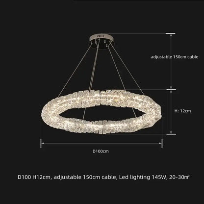 Modern textured crystal led pendant light dining room warm illumination