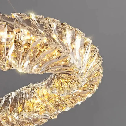 Modern textured crystal led pendant light dining room warm illumination