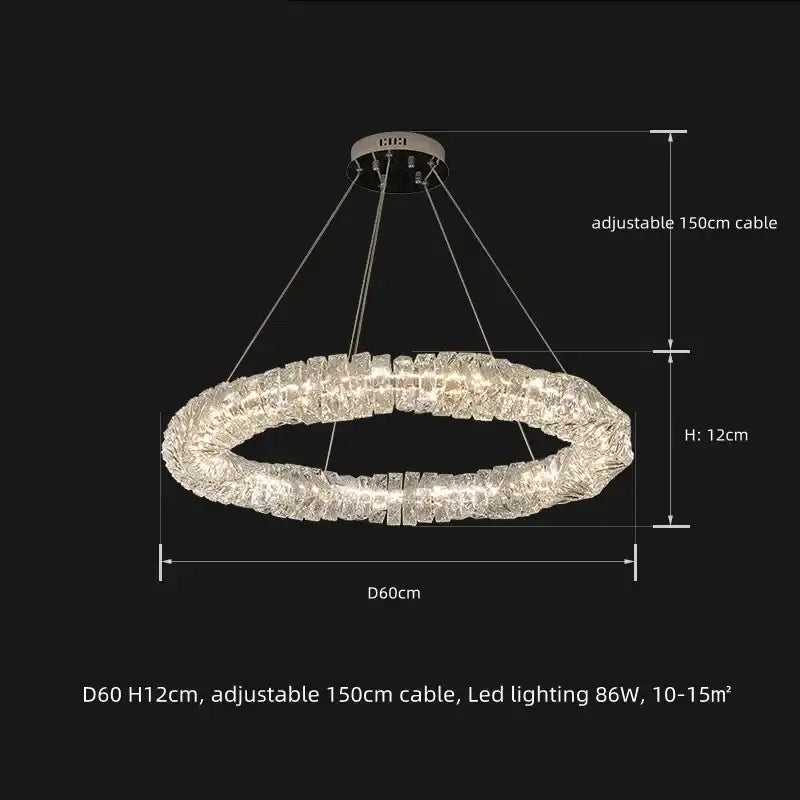 Modern textured crystal led pendant light dining room warm illumination