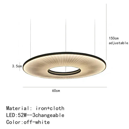Modern textured dix heures round fabric led pendant light dining room