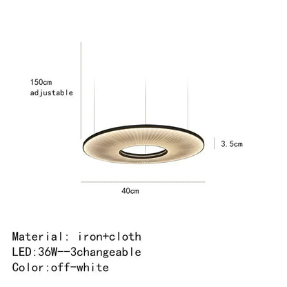 Modern textured dix heures round fabric led pendant light dining room