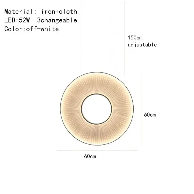 Modern textured dix heures round fabric led pendant light dining room