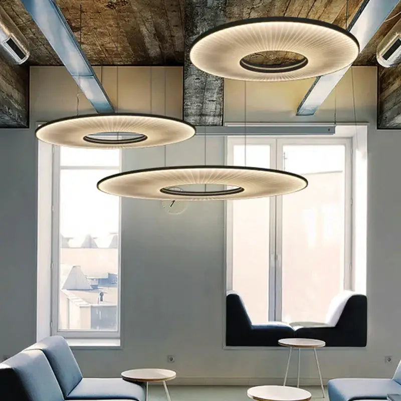 Modern textured dix heures round fabric led pendant light dining room