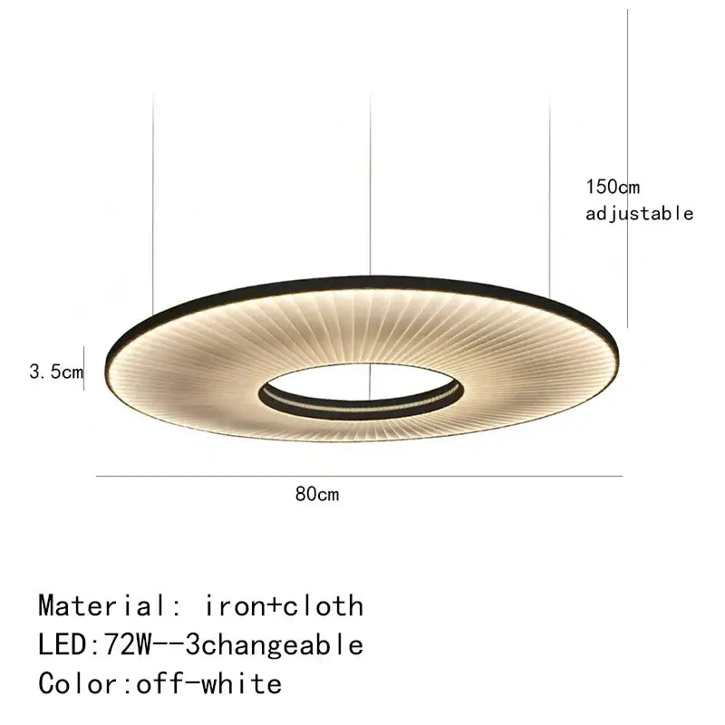 Modern textured dix heures round fabric led pendant light dining room