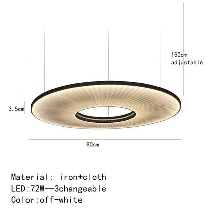 Modern textured dix heures round fabric led pendant light dining room